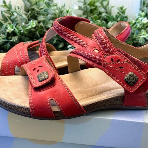 Earth Origins Shoes - Earth Origins Leather Braided Sandals Bosk Benson red